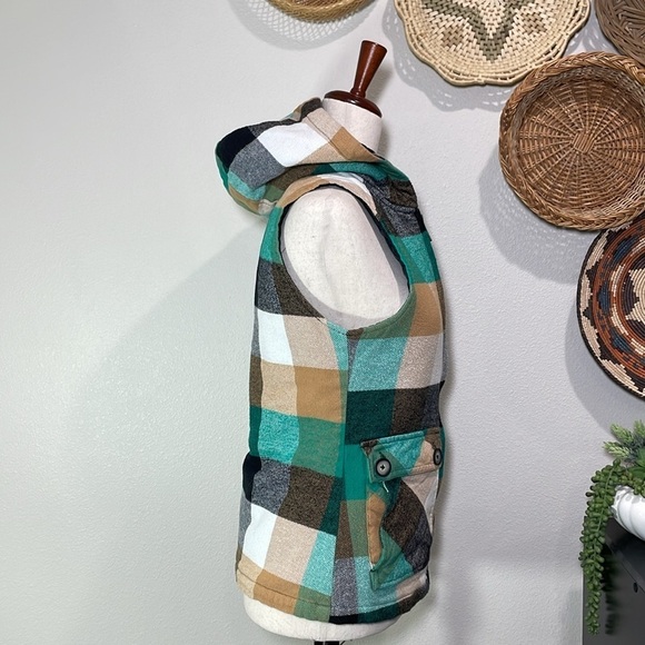 Kavu Zip Up Hooded Vest Kelly Green White Black Brown Tan Great for Fall Small - Picture 5 of 14